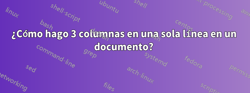 ¿Cómo hago 3 columnas en una sola línea en un documento?