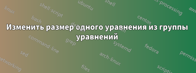 Изменить размер одного уравнения из группы уравнений