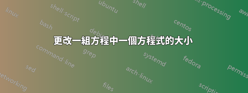 更改一組方程中一個方程式的大小