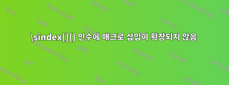 \sindex[]{} 인수에 매크로 삽입이 확장되지 않음