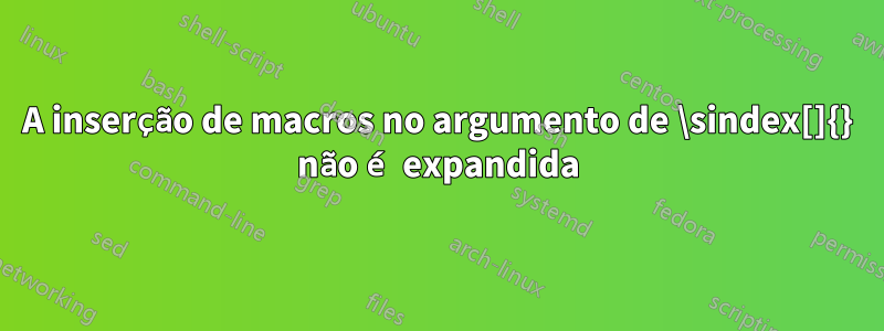 A inserção de macros no argumento de \sindex[]{} não é expandida