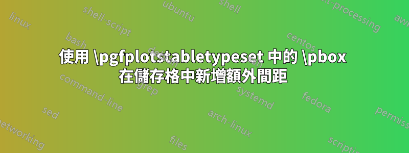 使用 \pgfplotstabletypeset 中的 \pbox 在儲存格中新增額外間距