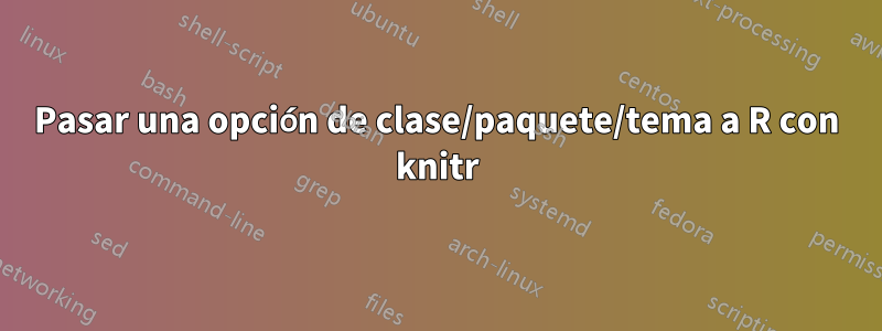 Pasar una opción de clase/paquete/tema a R con knitr