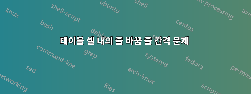 테이블 셀 내의 줄 바꿈 줄 간격 문제