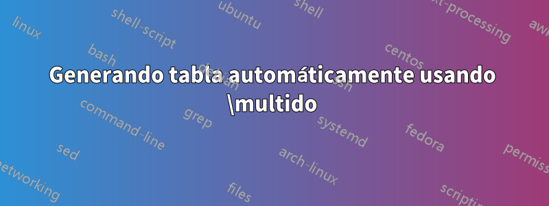 Generando tabla automáticamente usando \multido