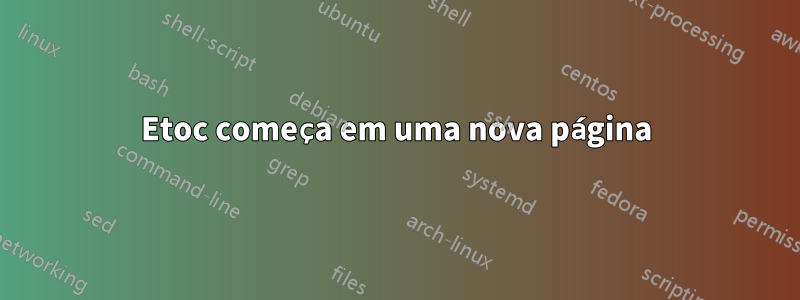 Etoc começa em uma nova página