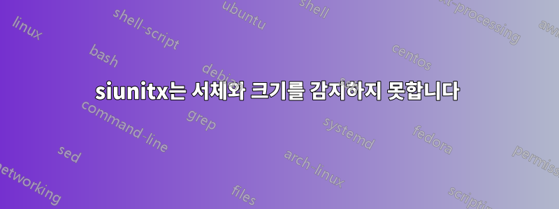 siunitx는 서체와 크기를 감지하지 못합니다