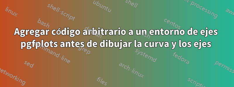 Agregar código arbitrario a un entorno de ejes pgfplots antes de dibujar la curva y los ejes