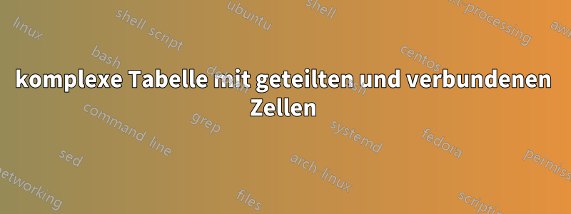 komplexe Tabelle mit geteilten und verbundenen Zellen