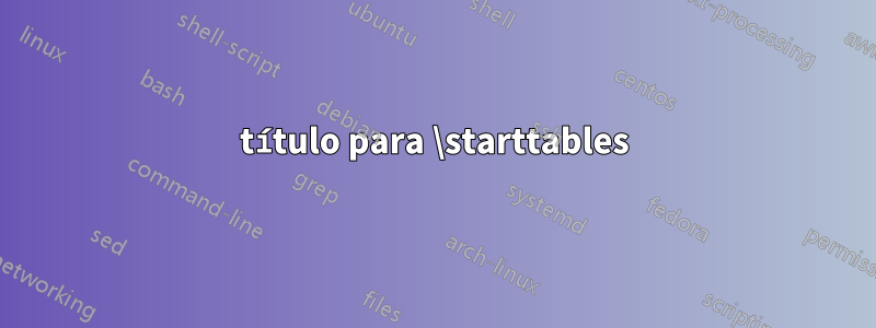 título para \starttables