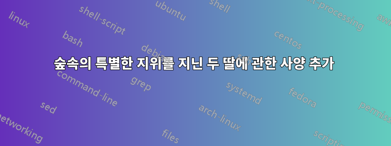숲속의 특별한 지위를 지닌 두 딸에 관한 사양 추가