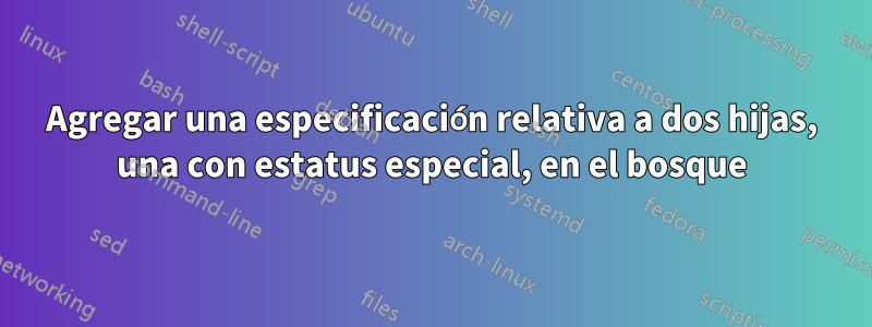 Agregar una especificación relativa a dos hijas, una con estatus especial, en el bosque