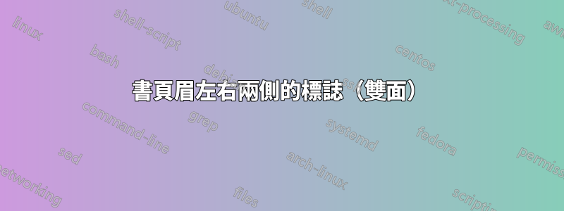 書頁眉左右兩側的標誌（雙面）