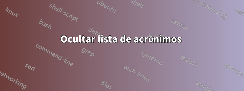 Ocultar lista de acrónimos