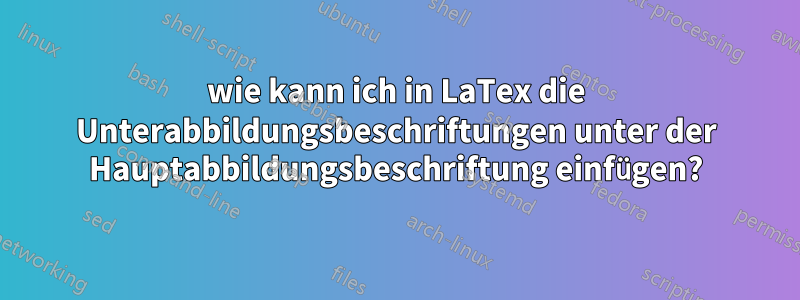 wie kann ich in LaTex die Unterabbildungsbeschriftungen unter der Hauptabbildungsbeschriftung einfügen?