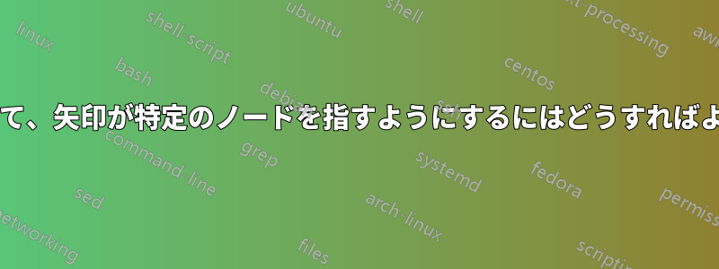 図に矢印を描いて、矢印が特定のノードを指すようにするにはどうすればよいでしょうか?