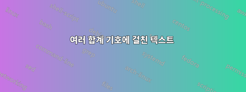 여러 합계 기호에 걸친 텍스트