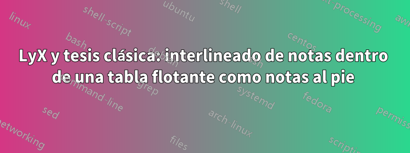 LyX y tesis clásica: interlineado de notas dentro de una tabla flotante como notas al pie