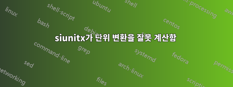 siunitx가 단위 변환을 잘못 계산함