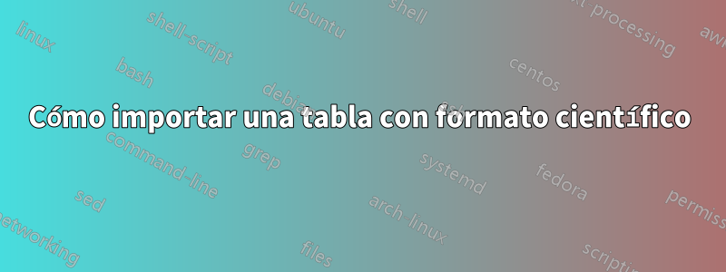 Cómo importar una tabla con formato científico