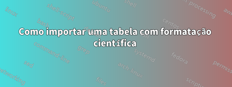 Como importar uma tabela com formatação científica