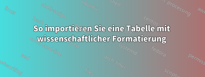So importieren Sie eine Tabelle mit wissenschaftlicher Formatierung