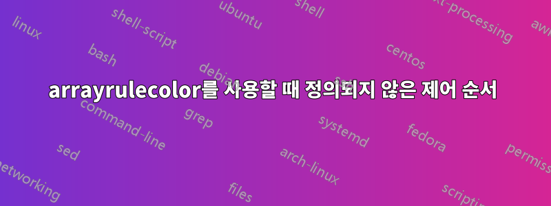 arrayrulecolor를 사용할 때 정의되지 않은 제어 순서