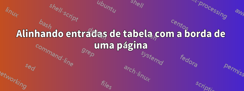 Alinhando entradas de tabela com a borda de uma página