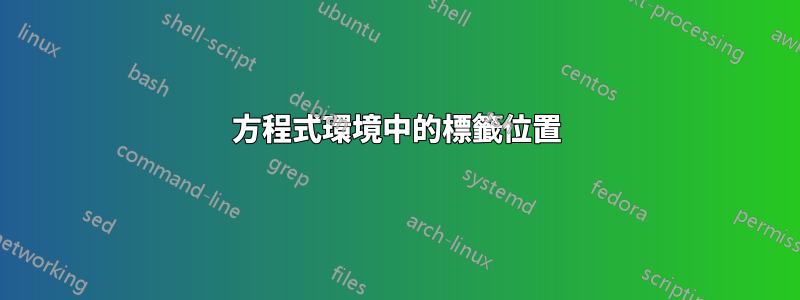 方程式環境中的標籤位置