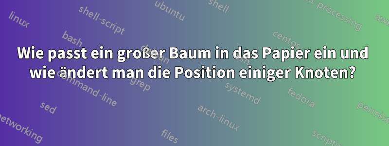 Wie passt ein großer Baum in das Papier ein und wie ändert man die Position einiger Knoten?
