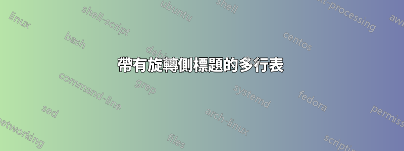 帶有旋轉側標題的多行表