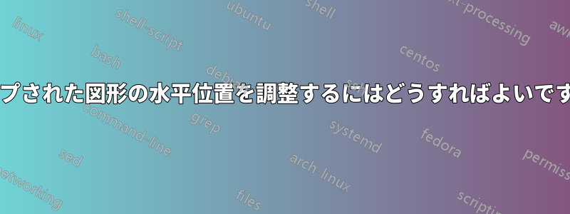 ラップされた図形の水平位置を調整するにはどうすればよいですか?