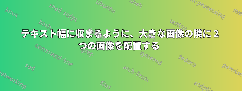 テキスト幅に収まるように、大きな画像の隣に 2 つの画像を配置する 