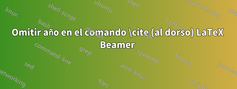 Omitir año en el comando \cite (al dorso) LaTeX Beamer