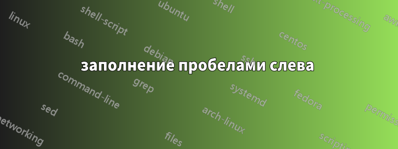 заполнение пробелами слева