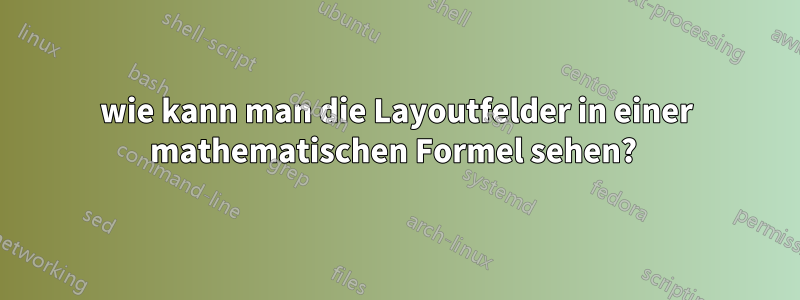 wie kann man die Layoutfelder in einer mathematischen Formel sehen? 