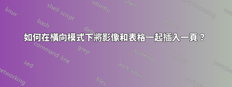 如何在橫向模式下將影像和表格一起插入一頁？
