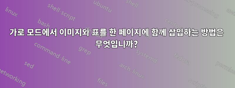 가로 모드에서 이미지와 표를 한 페이지에 함께 삽입하는 방법은 무엇입니까?
