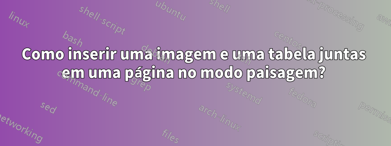 Como inserir uma imagem e uma tabela juntas em uma página no modo paisagem?