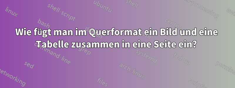 Wie fügt man im Querformat ein Bild und eine Tabelle zusammen in eine Seite ein?