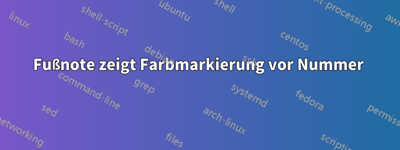 Fußnote zeigt Farbmarkierung vor Nummer