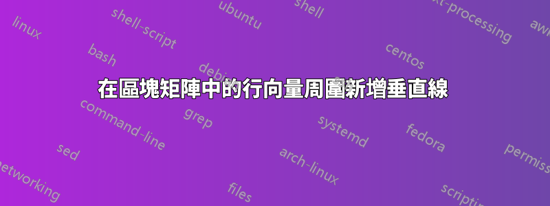 在區塊矩陣中的行向量周圍新增垂直線