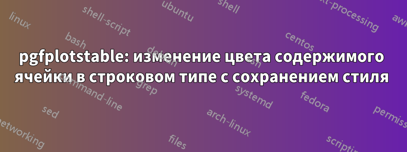 pgfplotstable: изменение цвета содержимого ячейки в строковом типе с сохранением стиля