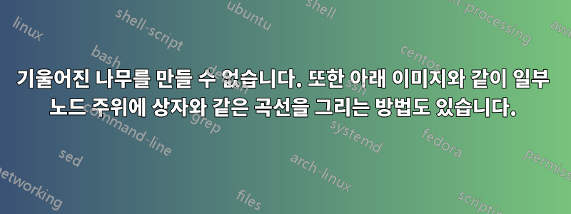 기울어진 나무를 만들 수 없습니다. 또한 아래 이미지와 같이 일부 노드 주위에 상자와 같은 곡선을 그리는 방법도 있습니다.