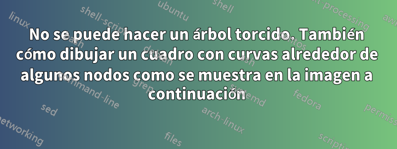 No se puede hacer un árbol torcido. También cómo dibujar un cuadro con curvas alrededor de algunos nodos como se muestra en la imagen a continuación