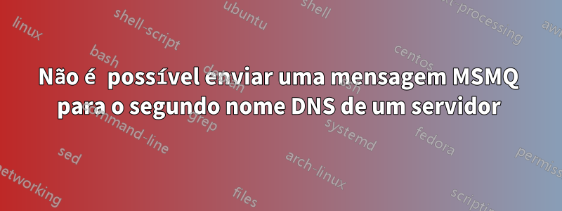 Não é possível enviar uma mensagem MSMQ para o segundo nome DNS de um servidor
