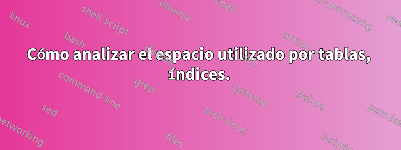 Cómo analizar el espacio utilizado por tablas, índices.