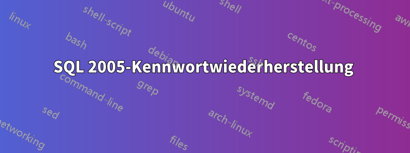 SQL 2005-Kennwortwiederherstellung