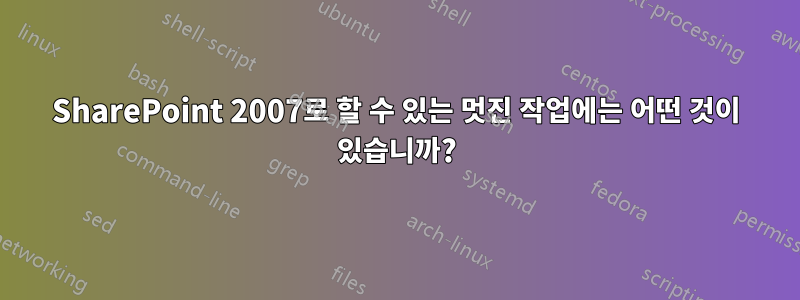 SharePoint 2007로 할 수 있는 멋진 작업에는 어떤 것이 있습니까?