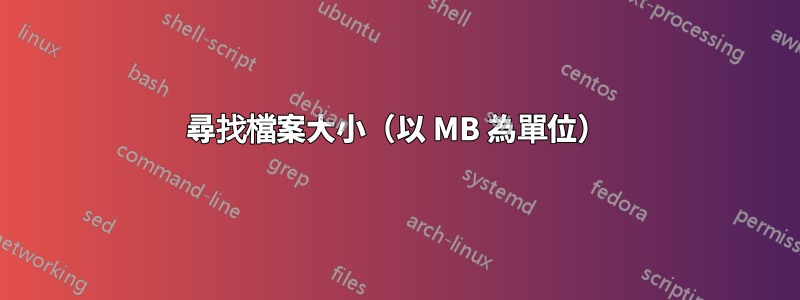 尋找檔案大小（以 MB 為單位）